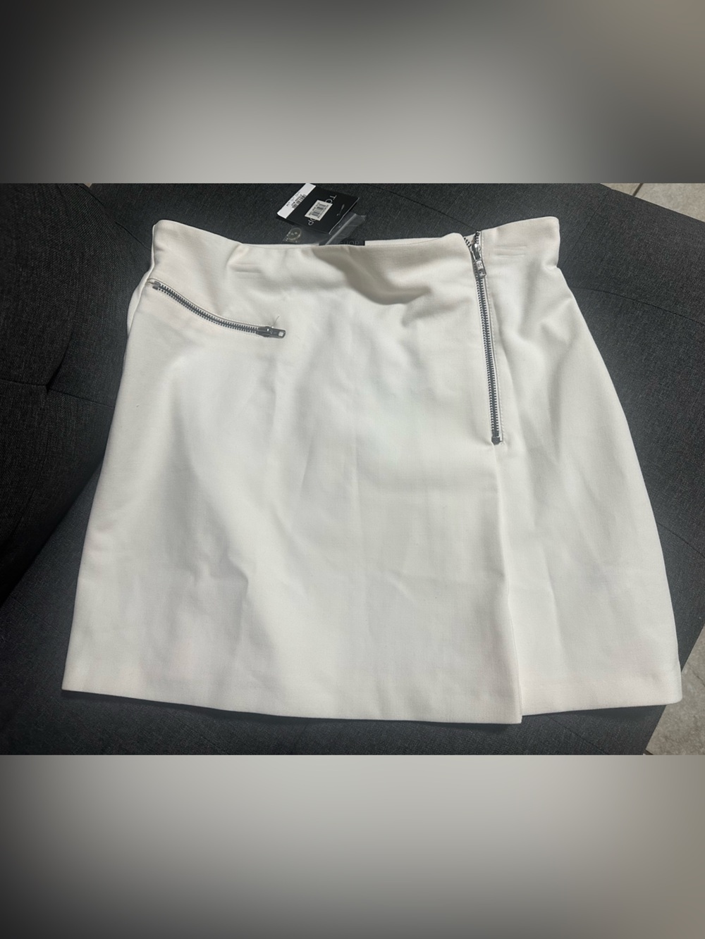 Topshop White Mini Skirt with Zip Details